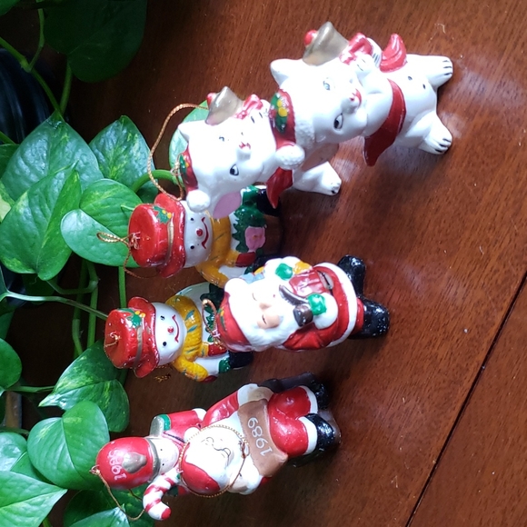 Vintage set Lot of 7 Ornaments Santa Toy soldier mouse snowman - Picture 2 of 16
